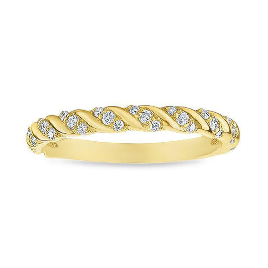 0.20TDW Twist Diamond Band in 10K Yellow Gold