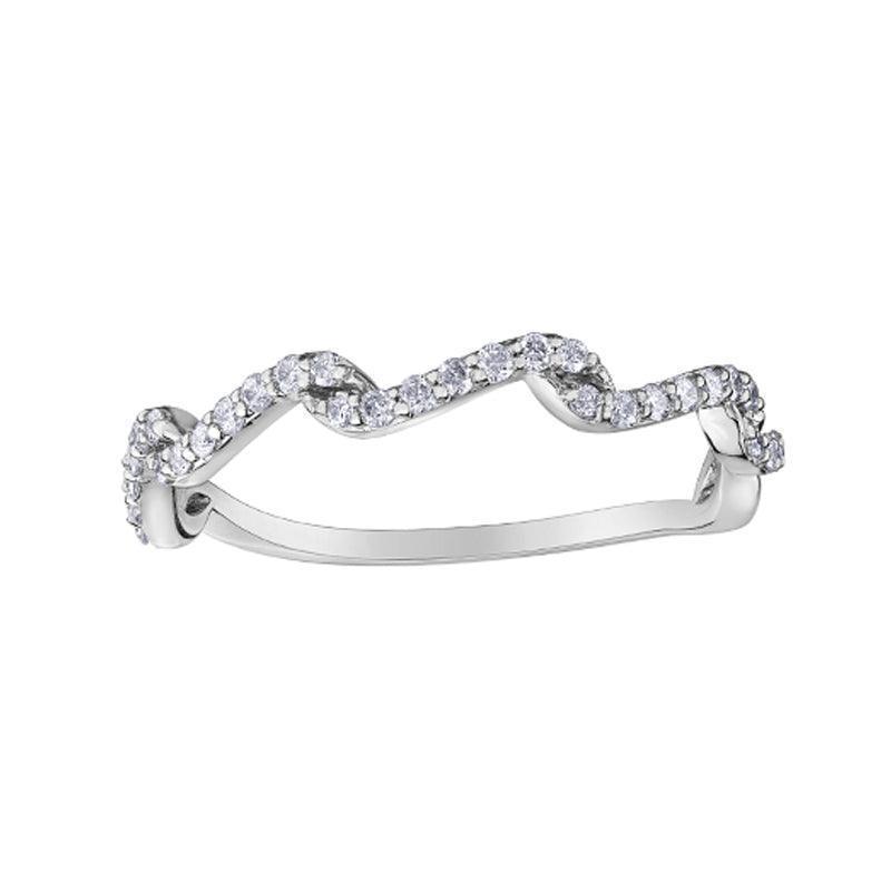 10K White Gold Diamond Wave Ring with 0.23TDW Diamonds