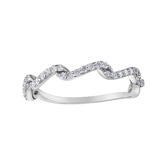 10K White Gold Diamond Wave Ring with 0.23TDW Diamonds