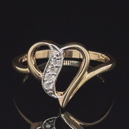 10K Yellow Gold 0.06TDW Diamond Accent Heart Ring