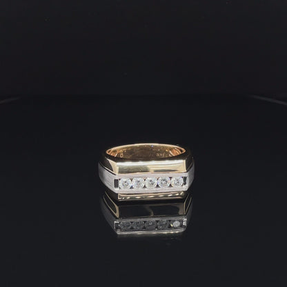 0.50TDW 14K Yellow and White Gold Diamond Men's Band