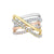 1.00TDW Three-Tone Diamond Modern Ring in 10K Yellow, White and Rose Gold