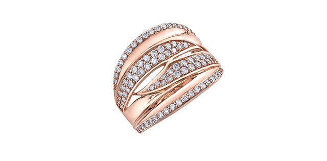 10K Rose Gold 1.00tdw Diamond Right Hand Ring