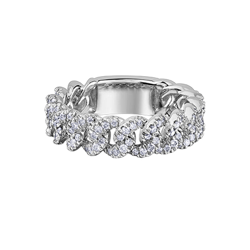 Unique 10K White Gold Diamond Chain Link Ring with 0.50TDW Diamonds