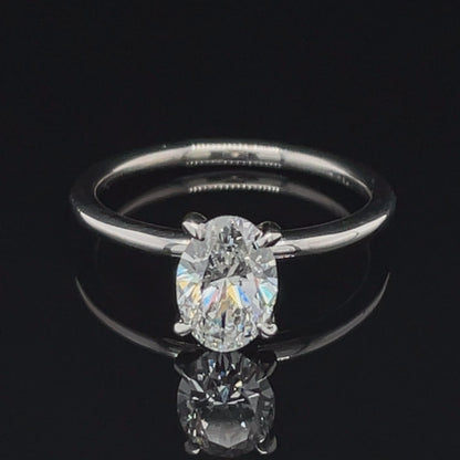 14K White Gold 1.00 Oval Lab Grown Solitaire Diamond Ring