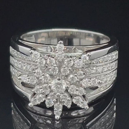 1.00 Ct TDW Diamond 10K White Gold Star Burst Special Ring