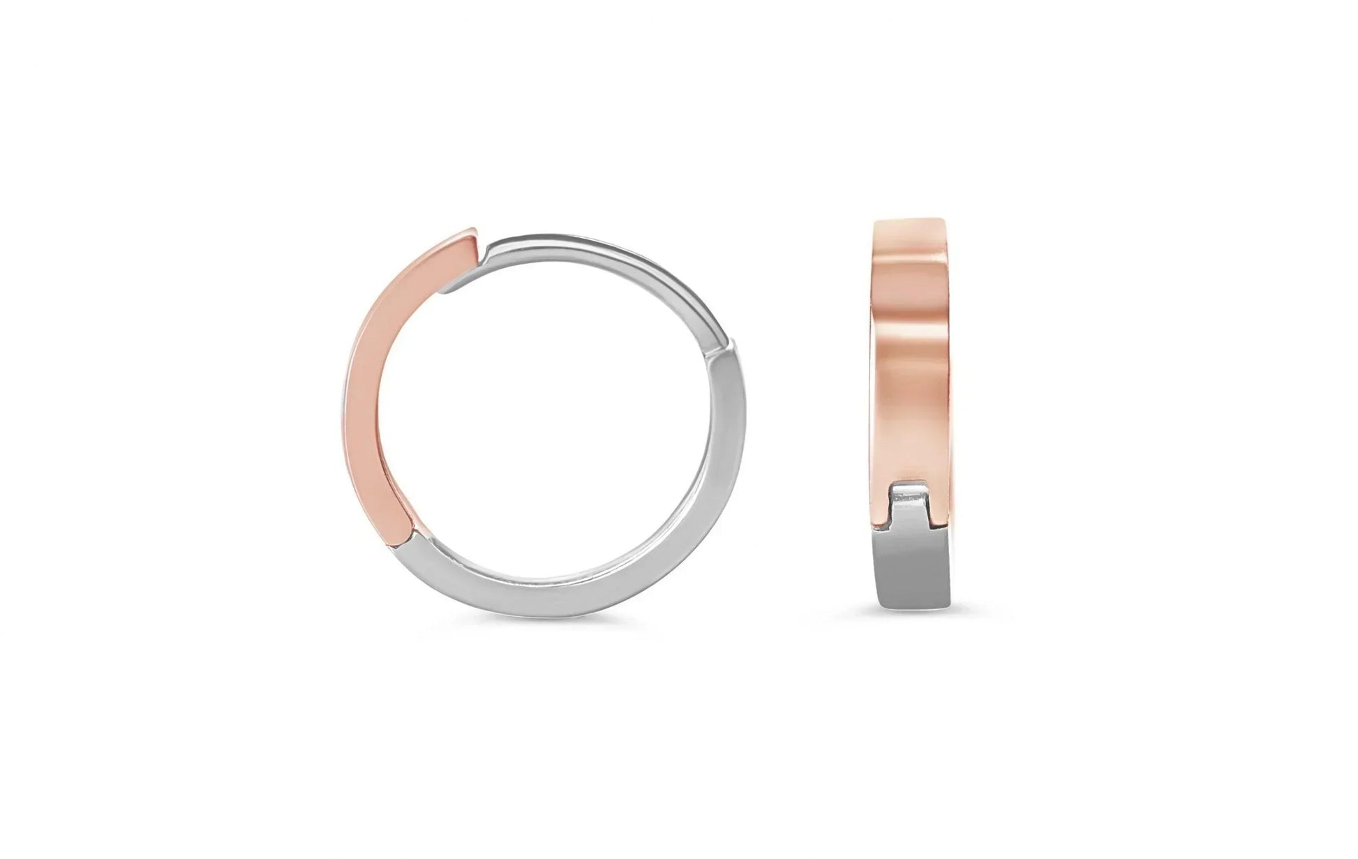 10K Rose & White Gold High Polish Huggies Earrings