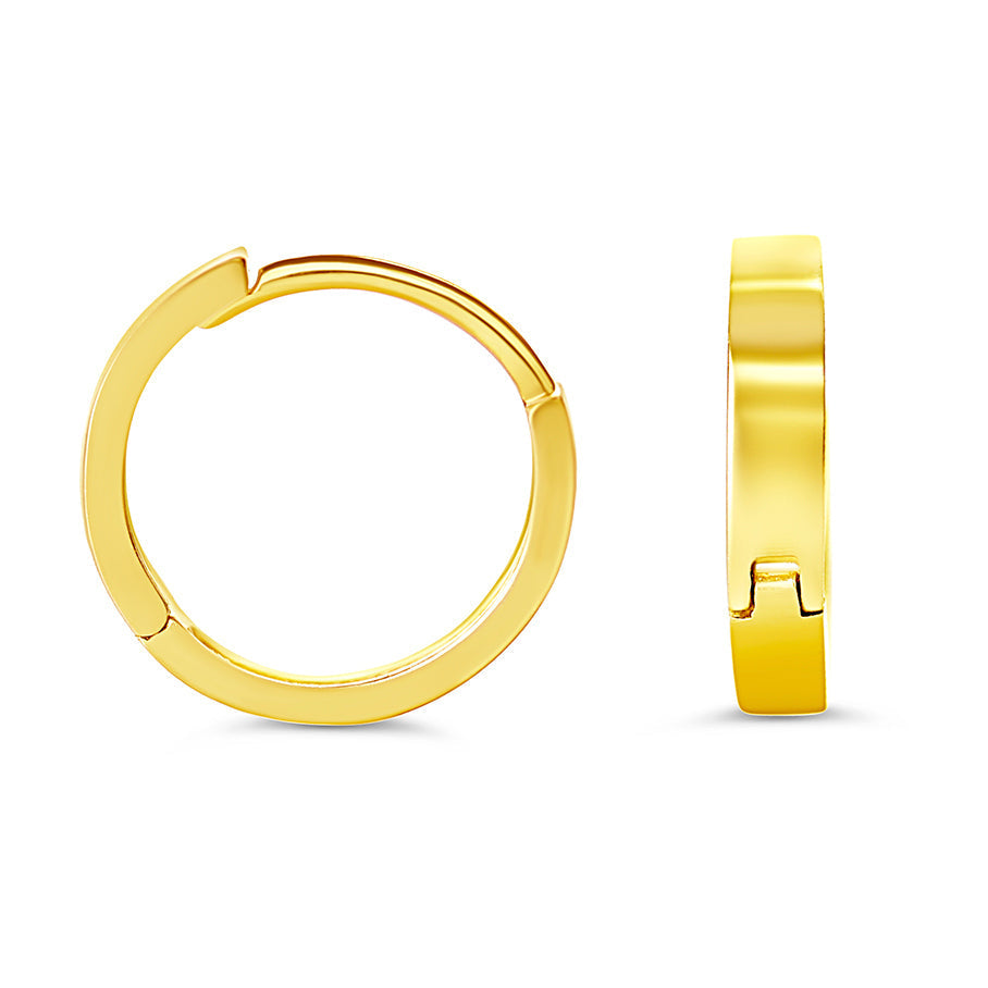 10K Yellow Gold Plain Mini Huggies Earrings