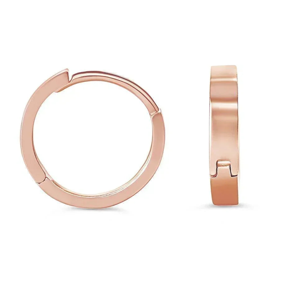 10K Rose Gold Plain SM Satin Finish Mini Huggies Earrings