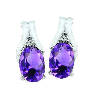 February Birthstone Earring with Diamond Accent set in 10K White Gold