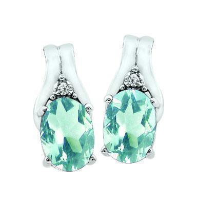 March Birthstone Earring with Diamond Accent set in 10K White Gold