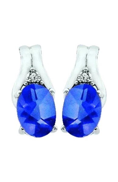 September Birthstone Earring with Diamond Accent set in 10K White Gold