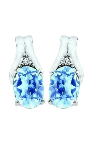 December Birthstone Earring with Diamond Accent set in 10K White Gold