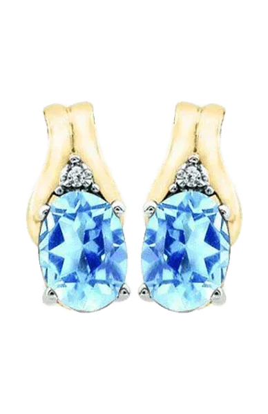 December Birthstone Earring with Diamond Accent set in 10k Yellow gold