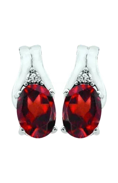 January Birthstone Earring with Diamond Accent set in 10K White Gold