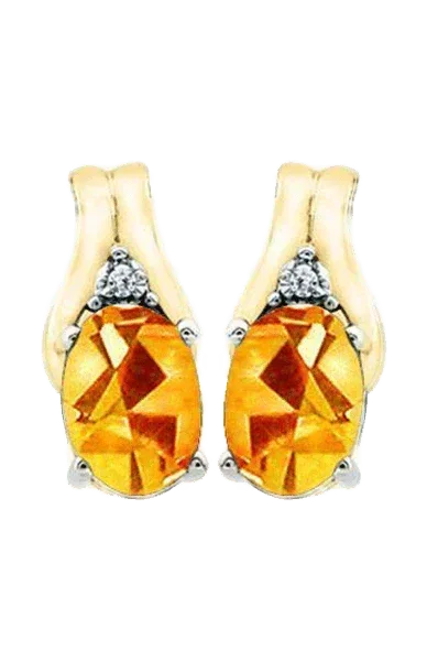 November Birthstone Earring with Diamond Accent set in 10k Yellow gold