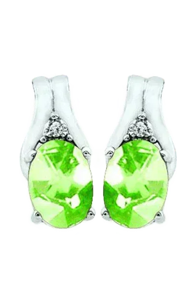 August Birthstone Earring with Diamond Accent set in 10K White Gold