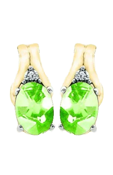 August Birthstone Earring with Diamond Accent in 10k Yellow gold