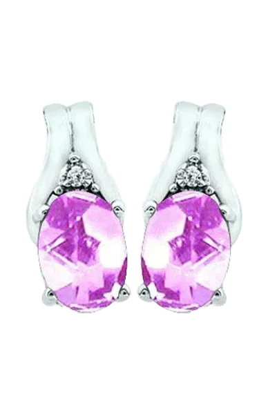 October Birthstone Earring with Diamond Accent set in 10K White Gold