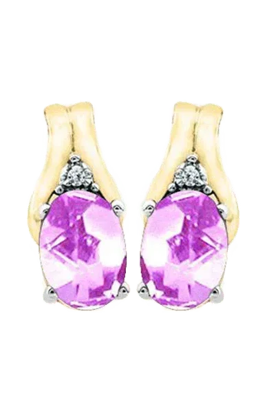 October Birthstone Earring with Diamond Accent set in 10k Yellow gold