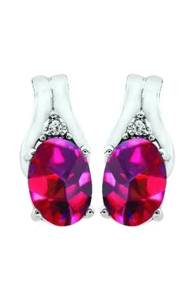 July Birthstone Earring with Diamond Accent set in 10K White Gold