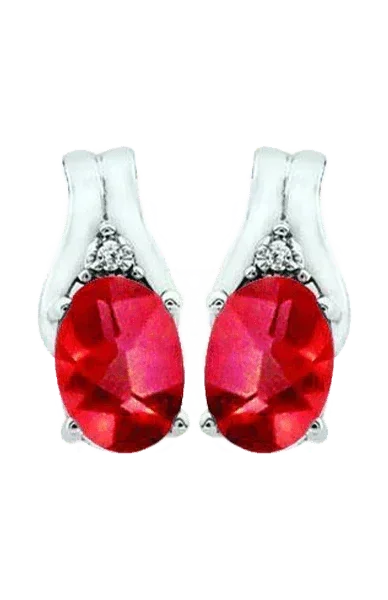 June Birthstone Earring with Diamond Accent set in 10K White Gold