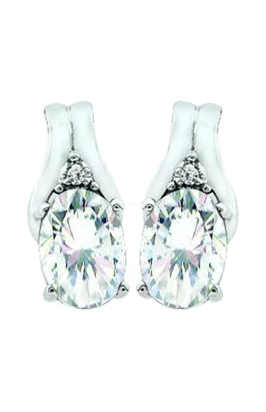 April Birthstone Earring with Diamond Accent set in 10K White Gold