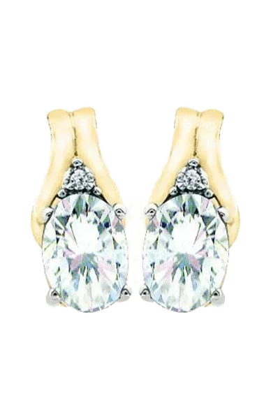 April Birthstone Earring with Diamond Accent set in 10k Yellow gold