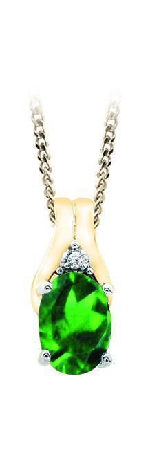 May Birthstone Pendant with Diamond Accent set in 10K Yellow gold