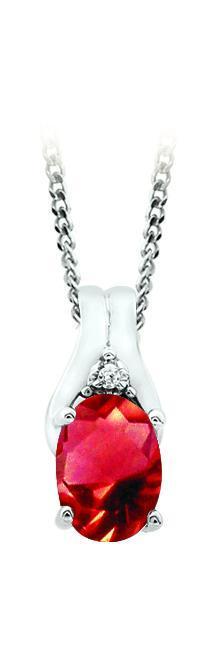 June Birthstone Pendant with Diamond Accent set in 10K White Gold