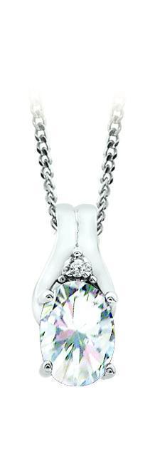 April Birthstone Pendant with Diamond Accent set in 10K White Gold