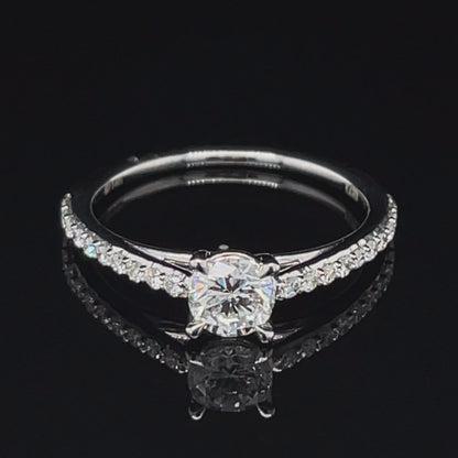 14K White Gold 0.70TDW Lab Grown Diamond Solitaire Ring W/Sides