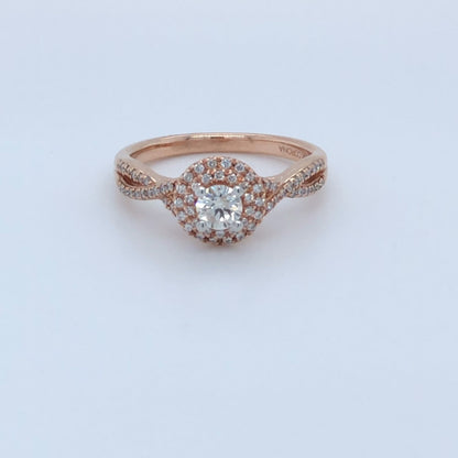 10K Rose Gold 0.43TDW Canadian Diamond Halo Infinity Style Engagement Ring
