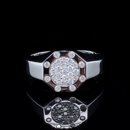 14K White Gold 0.40TDW Diamond Men's Pinky Ring with Octagon Top
