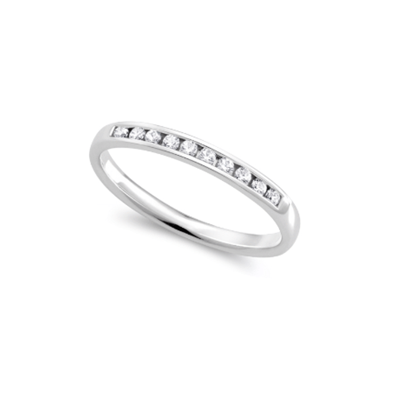 0.20TDW &amp; 10K White Gold Diamond Anniversary Band with Channel Setting