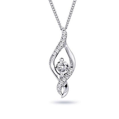 0.22TDW Wrapped Solitaire Diamond Pendant in 10K White Gold