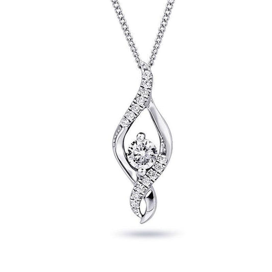 0.22TDW Wrapped Solitaire Diamond Pendant in 10K White Gold
