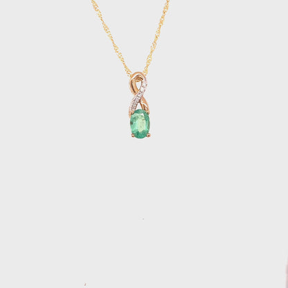 May Birthstone Pendant With 0.03TDW Diamond Accent Set in 10K Yellow Gold