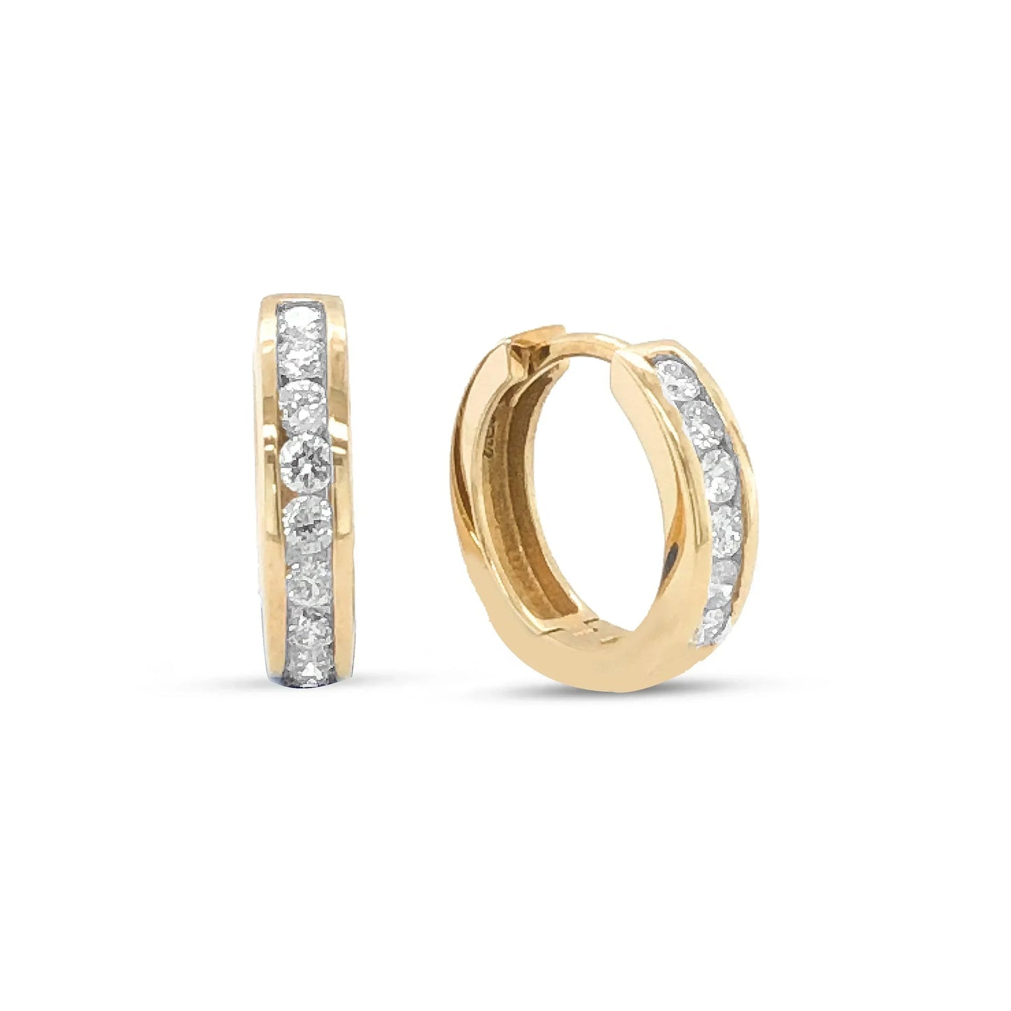 10K Yellow Gold 0.50TDW Diamond Round Hoop Earring