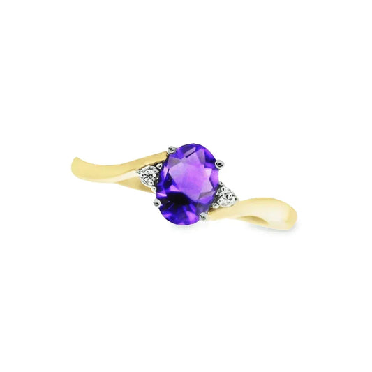 February Birthstone Ring with Diamond Accent set in 10K Yellow gold 87190220
