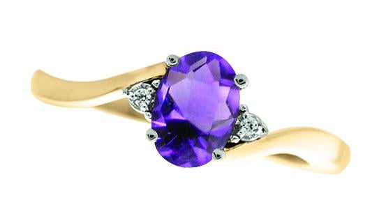 February Birthstone Ring with Diamond Accent set in 10K Yellow gold 87190220