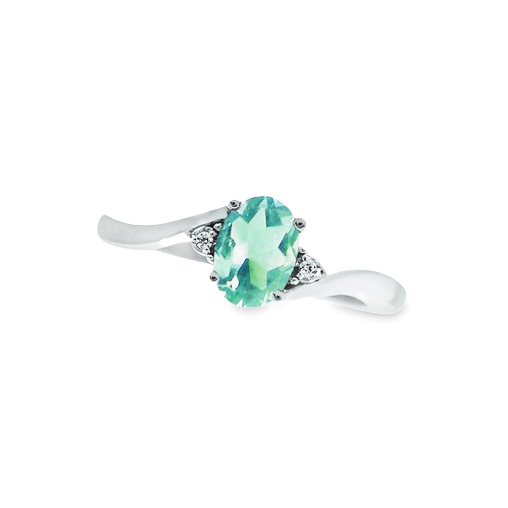 March Birthstone Ring with Diamond Accent set in 10K White Gold 87190310