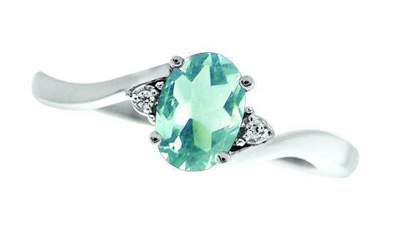 March Birthstone Ring with Diamond Accent set in 10K White Gold 87190310