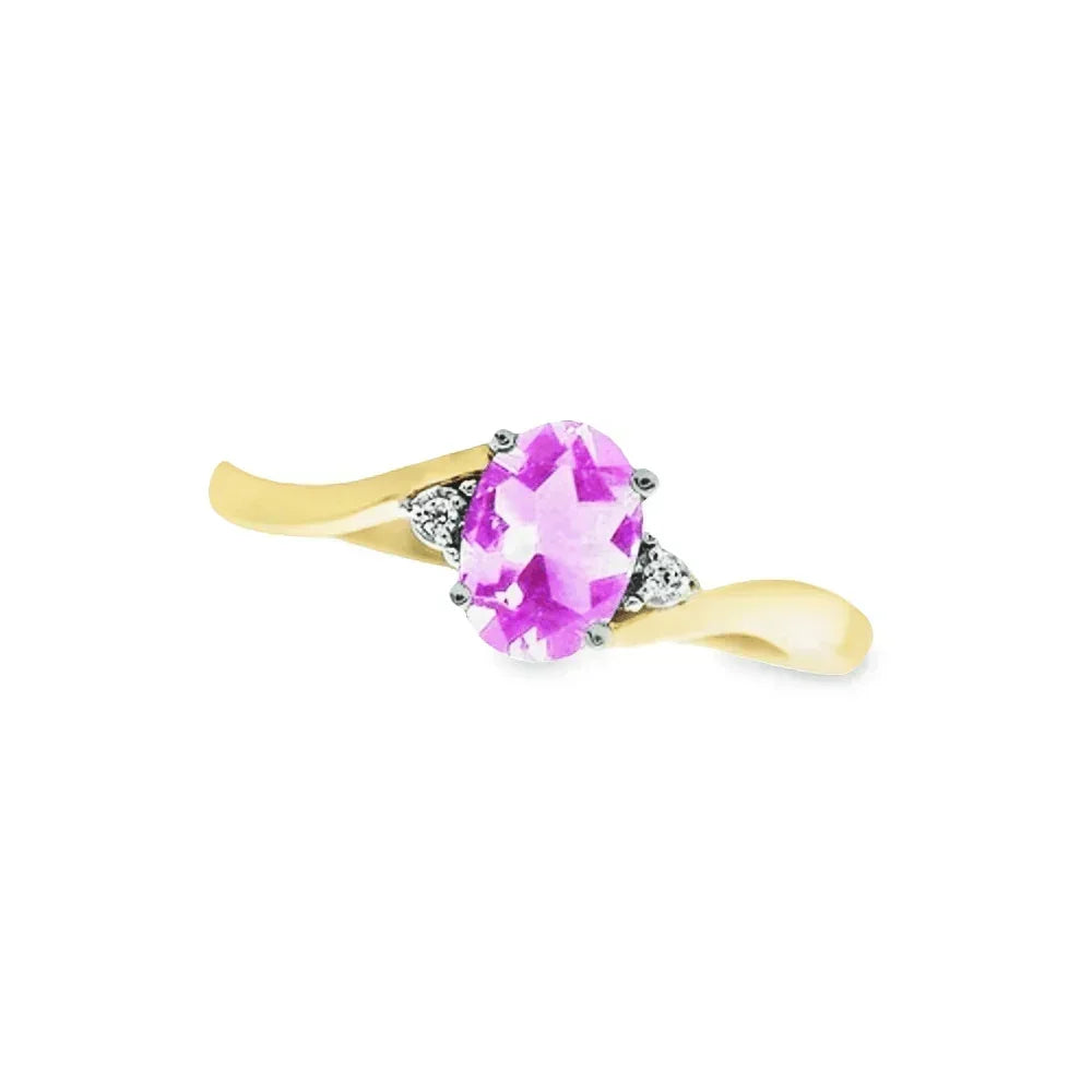 October Birthstone Ring with Diamond Accent set in 10K Yellow gold 87191020