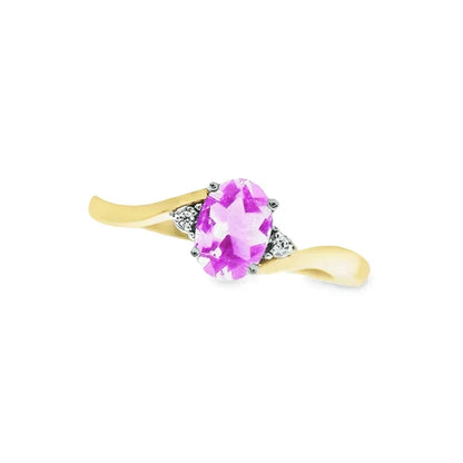 October Birthstone Ring with Diamond Accent set in 10K Yellow gold 87191020