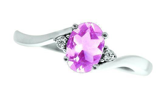 October Birthstone Ring with Diamond Accent set in 10K White Gold 87191010