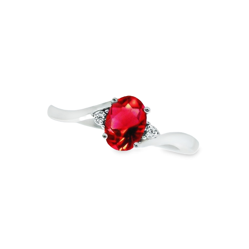 July Birthstone Ring with Diamond Accent set in 10K White Gold 87190710
