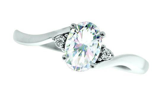 April Birthstone Ring with Diamond Accent set in 10K White Gold 87190410