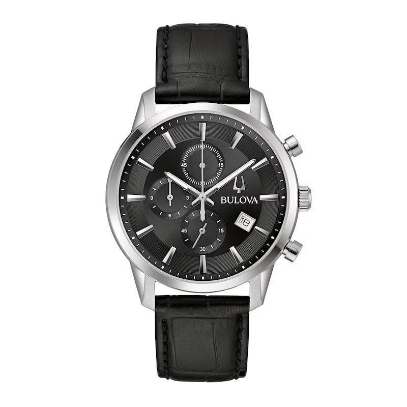 Bulova black chronograph watch hot sale