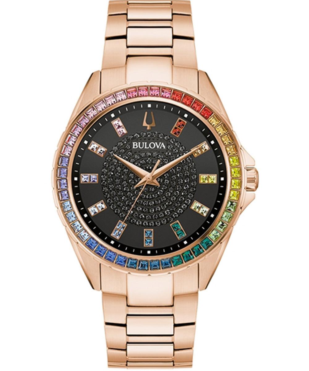 Bulova rose best sale gold diamond watch